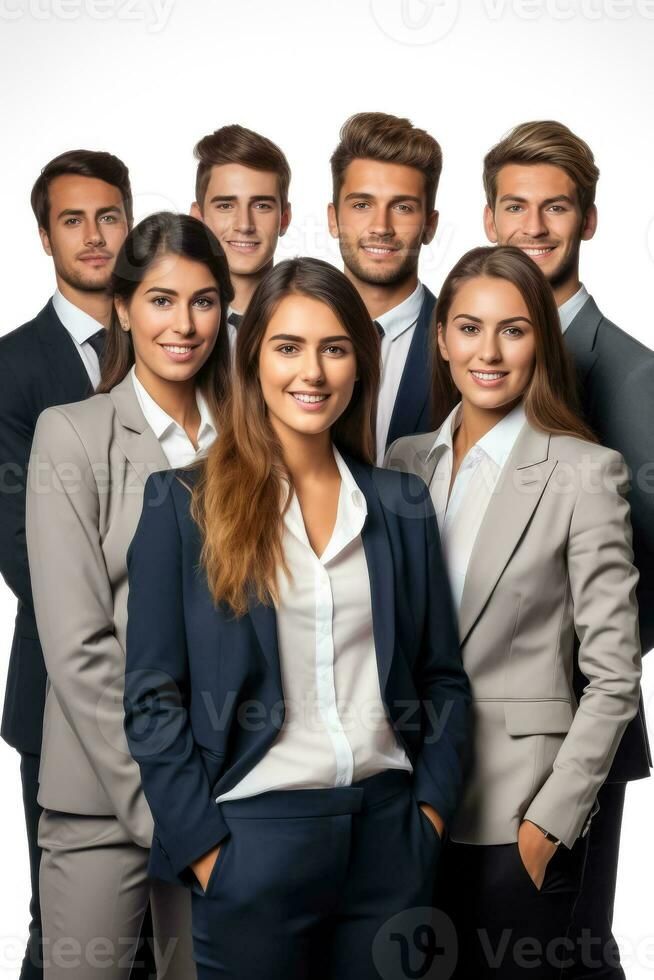 success concept with diverse group of young business people standing together smiling is
