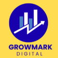 white and blue modern digital marketing logo